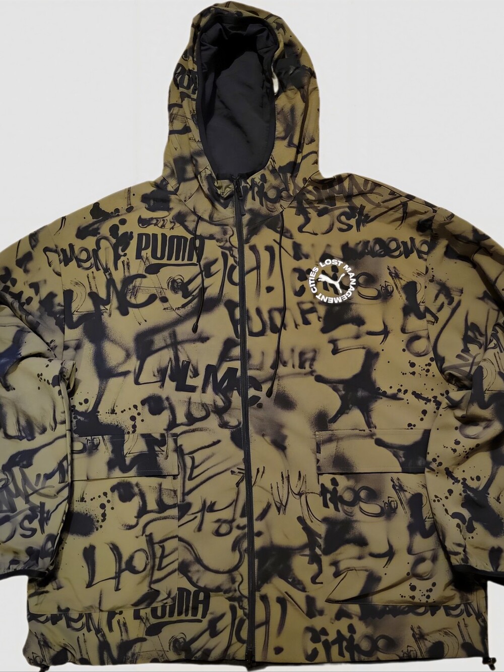 PUMA x LMC Reversible Jacket Men's M Oversized Graffiti 626565-40 Wild Willow